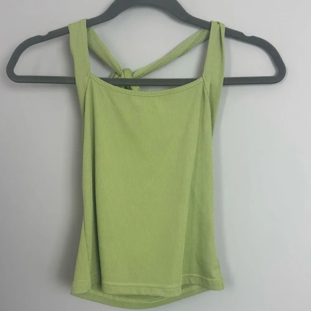 SHEIN | Ribbed Avacado Green Tie Halter Neck Top Women’s Size Small/4 - Picture 2 of 7